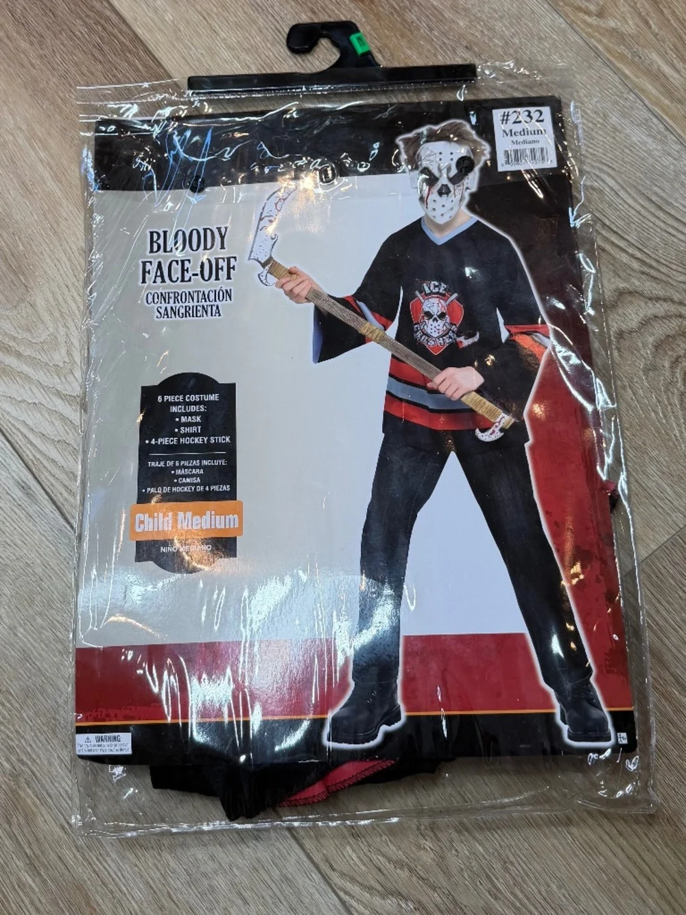 Kids Bloody Face-Off Hockey Halloween Costume - Size Medium (8-10), EUC UNISEX